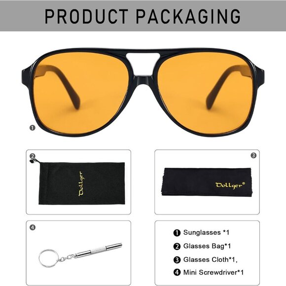 Retro Aviator Sunglasses Unisex Vintage Square 70s 80s UV400 Protection - Picture 5 of 6